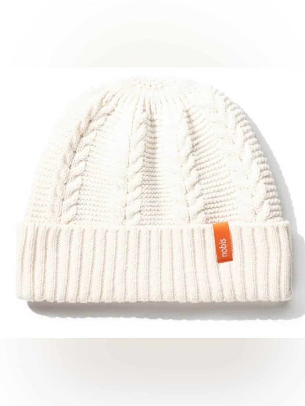 NWT Nobis Cable-Knit Beanie Chalk Ivory (O/S)
